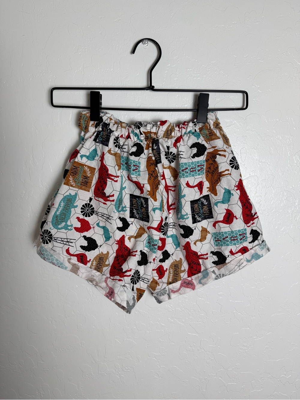 Hand Sewn Playful Farm House Animal Print Cotton Shorts - Picture 3 of 10